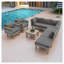 Ensemble de meubles de patio en rotin de 9 pièces, ensemble de conversation extérieur avec pieds et plateau en bois d'acacia, ensemble de canapé modulaire en rotin PE avec table basse, coussin lavable, gris