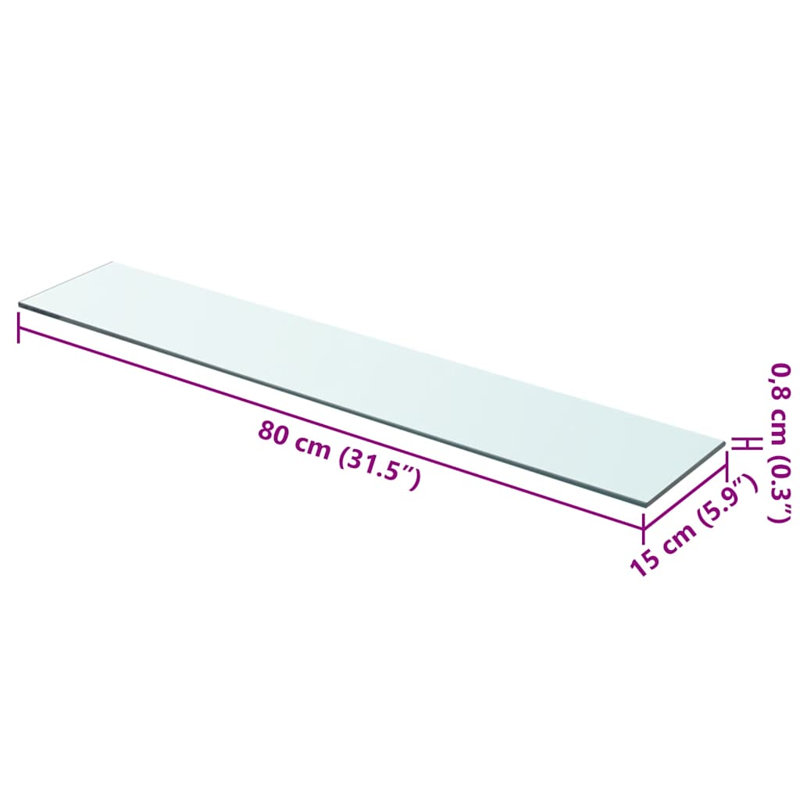 Wall Shelf Floating Shelf Display Shelf Wall Mounted Tempered Glass, 0.31" H x 31.5" W x 5.9" D