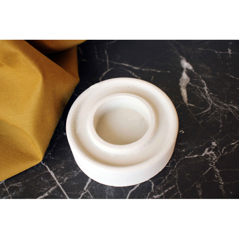 Concrete / Cement Tabletop Tealight Holder, White