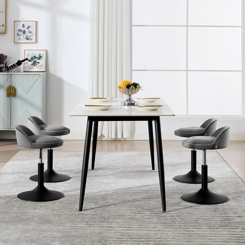 Calio Upholstered Adjustable Height Counter Stool with Metal Frame, Grey