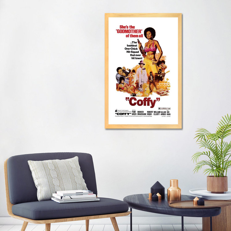 Coffy - Advertisements Print, 32" H x 24" W x 1" D, Natural Wood Framed Paper, White