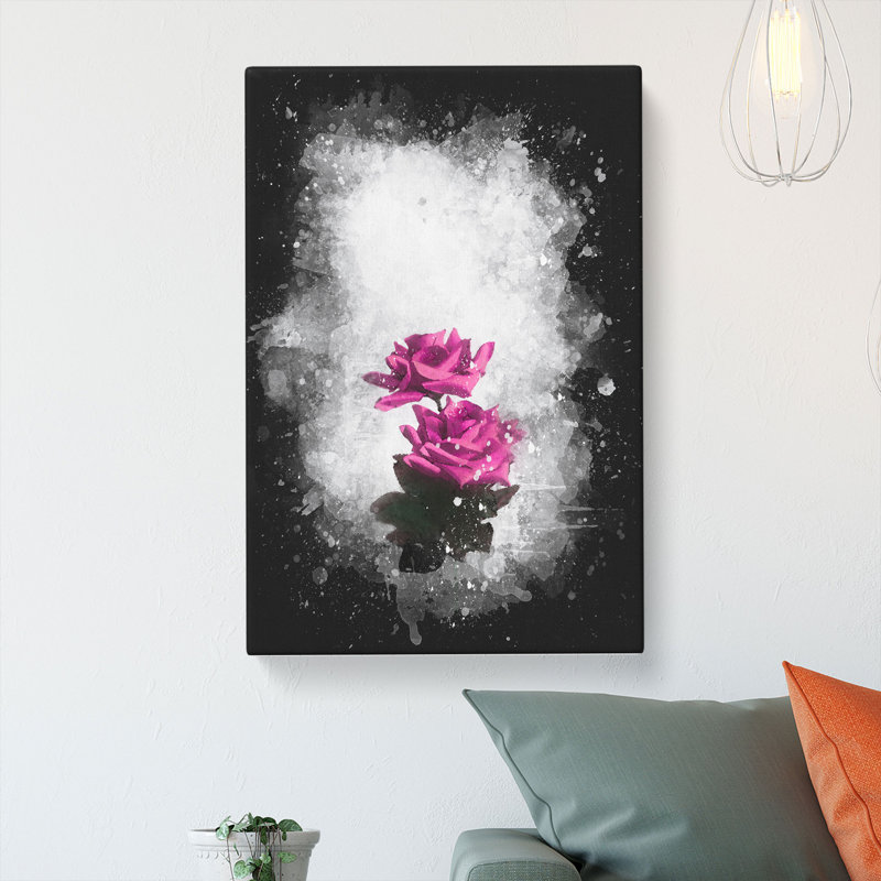Two Pink Roses - Wrapped Canvas, 76cm H x 50cm W x 3cm D