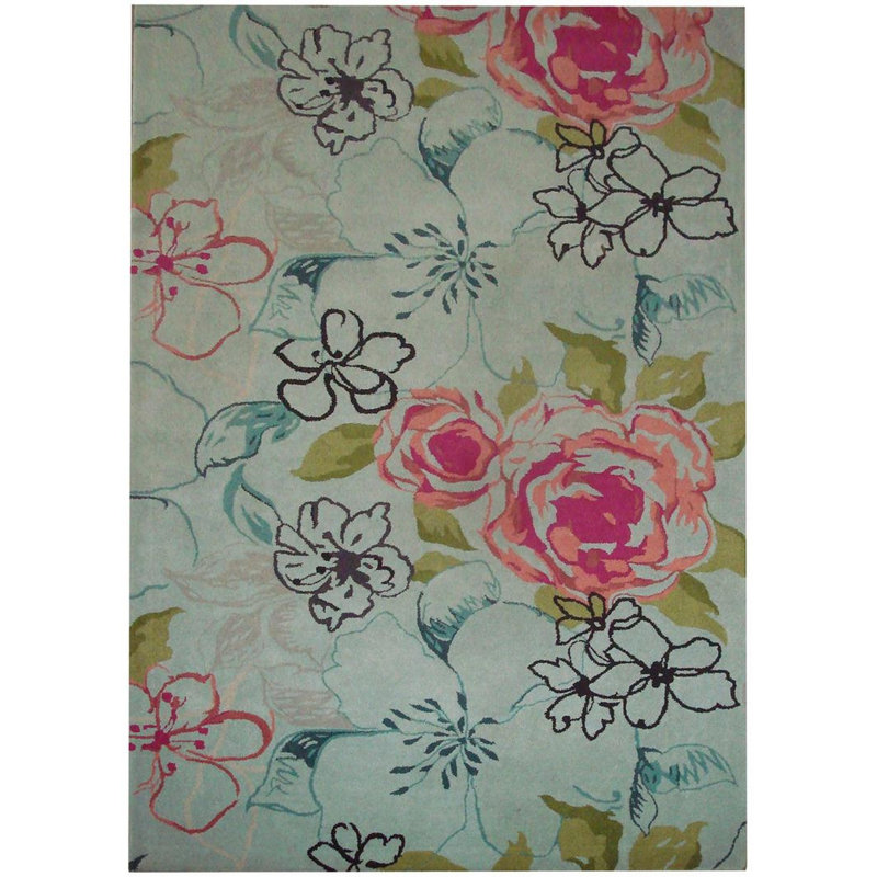 Matthews Hand Tufted Wool Floral Rug, Rectangle 6' x 9'
