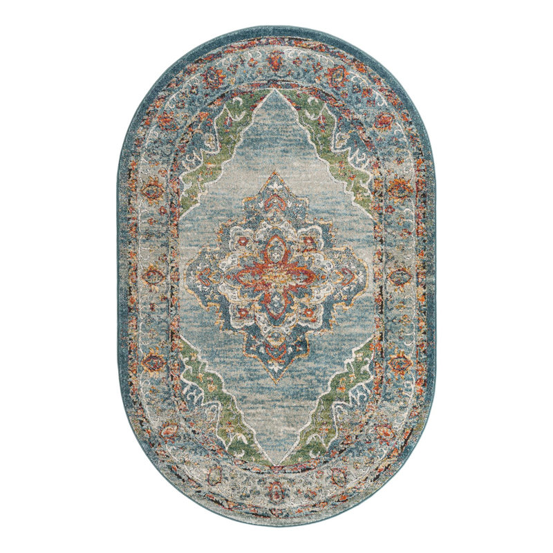 Tapis bleu Alresford, Ovale 5 pi 1 po x 8 pi