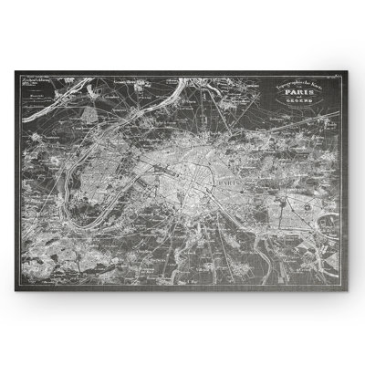« paris sketch map », reproduction d’impression sur toile tendue en gris