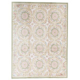 Hand-Knotted High-Quality Gold and Green Area Rug
