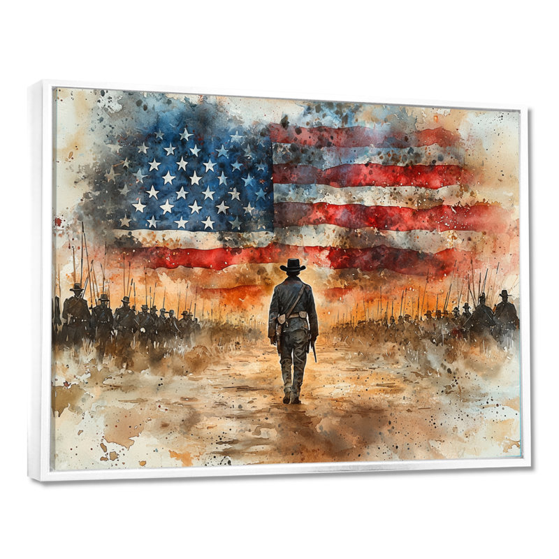 Guerre de 1812 avec drapeau américain III - Patriotiste américain, art mural, H 12 po x l 20 po, Blanc