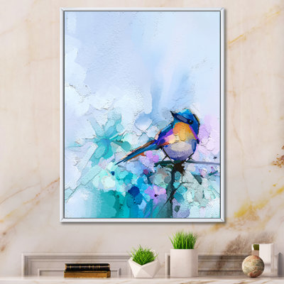 «Paintbrush Orange and Turquoise Bird V», reproduction d'art moderne et contemporaine sur toile