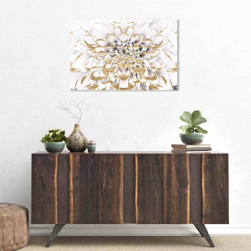 Tirage d’Art graphique « Floralia Blanc », 20" H x 30" L x 1,5" D, Toile