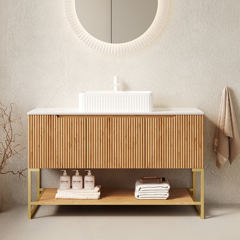 Meuble-lavabo autoportant 48 po avec 3 portes et tablette ouverte 48 po