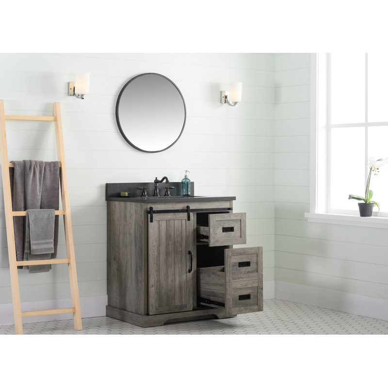 Ensemble de meuble-lavabo simple 30 po Cayden, Bleu Purbeck, Gris patiné