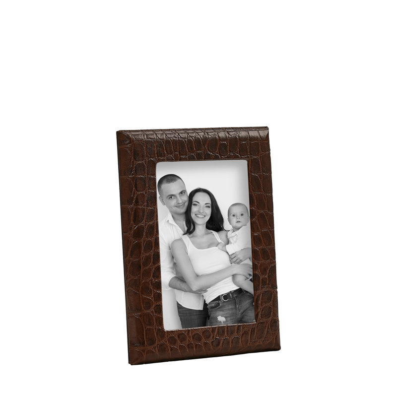 Leather Picture Frame, Brown Croc, 4" W x 6" H