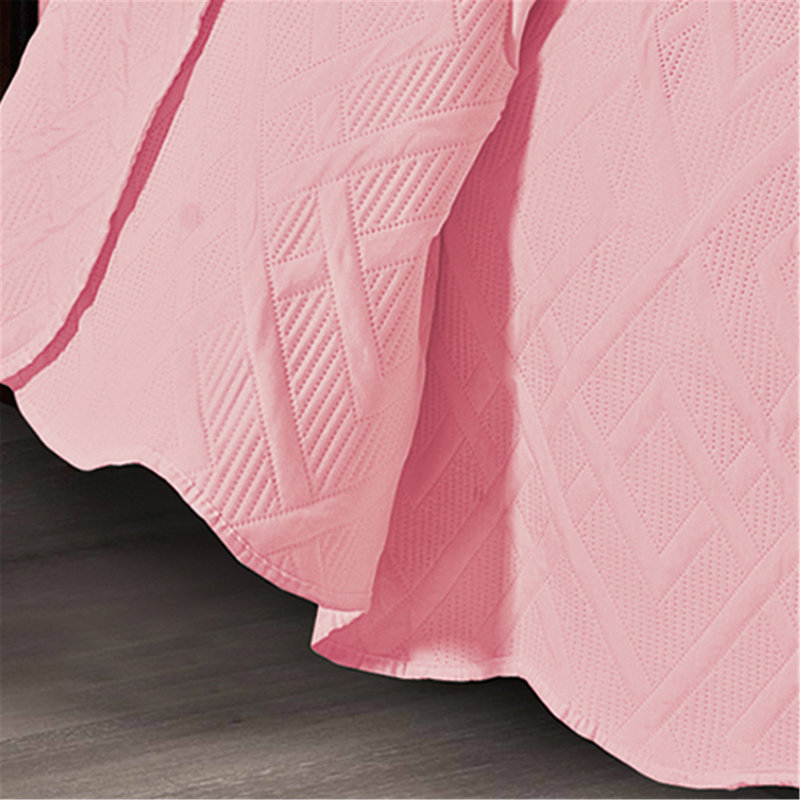 5pcs Quilt Bed Cover Set Reversible Premium Soft Bedspread Coverlet Bedding Set, Pink