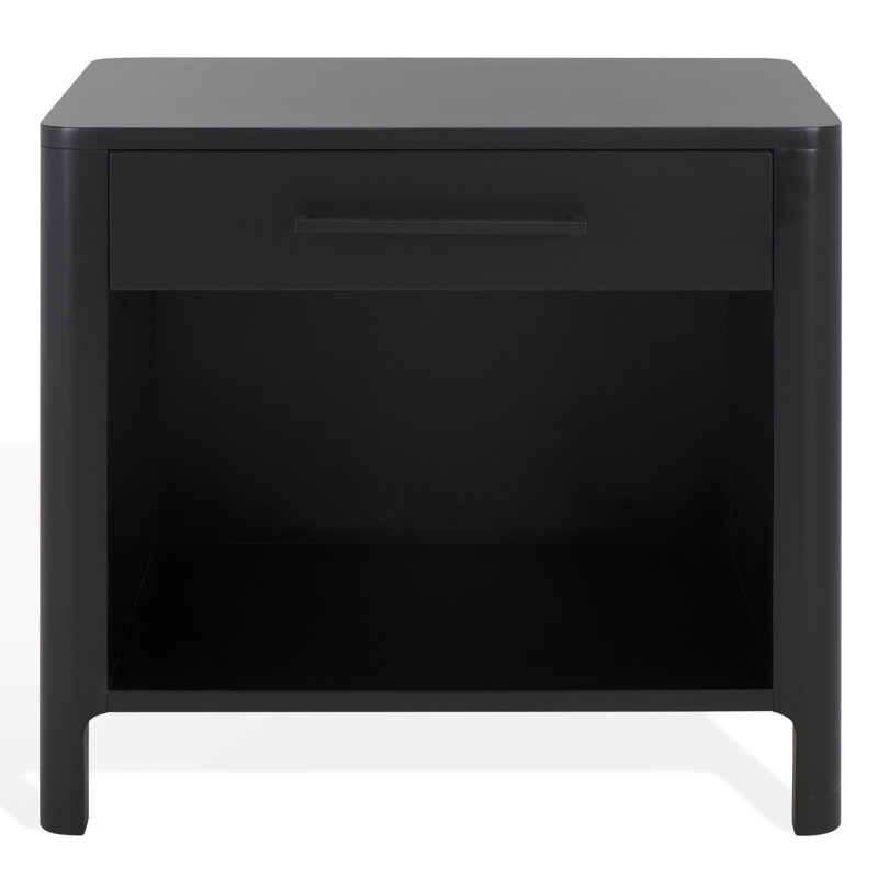 Abbiava 1 Drawer Wood Nightstand, Black