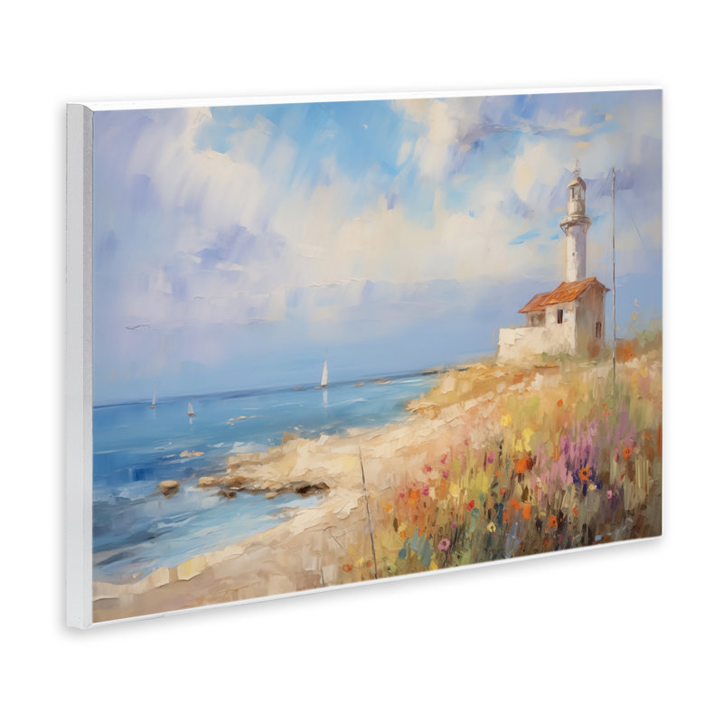 Art mural rétro avec vue de phare par LSR Design Studio, H 10 po x l 15 po