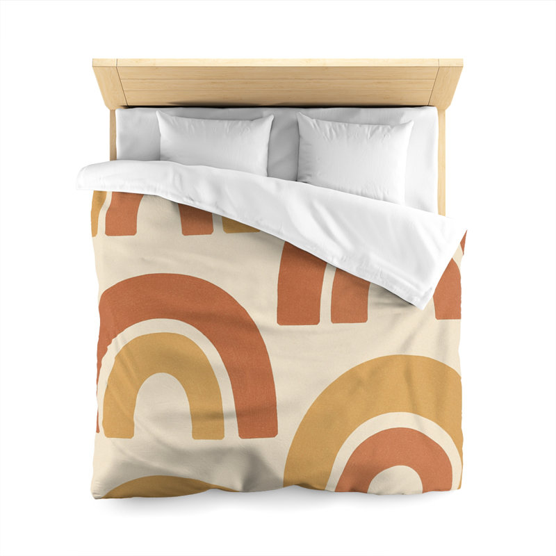 Microfiber Duvet Cover Boho Style, Design 52, Queen Duvet Cover, White