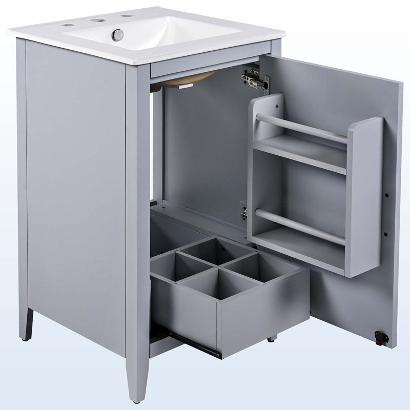 Meuble-lavabo 20,3 po avec lavabo, Gris