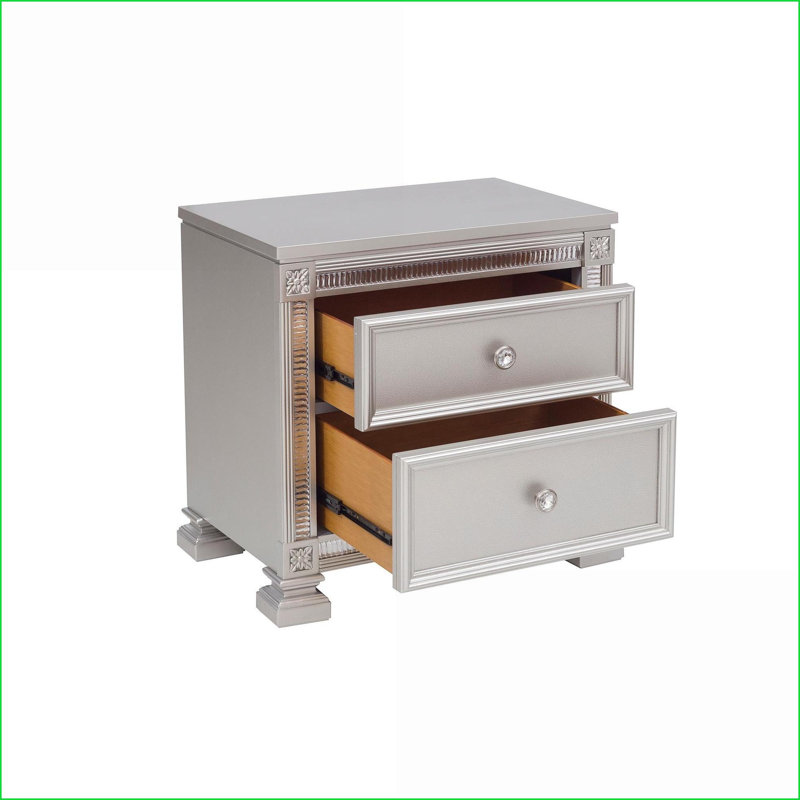 Table de chevet 2 tiroirs Modern Silver