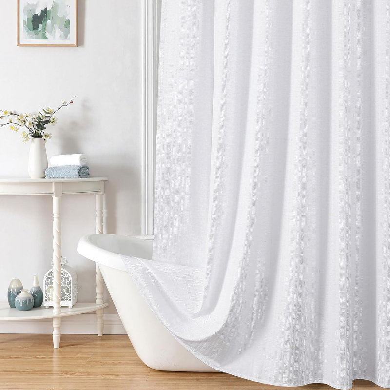 Rideau de douche en tissu 3D gaufré imperméable, doux, en polyester léger et lavable à la machine, taille standard 72 po x 72 po