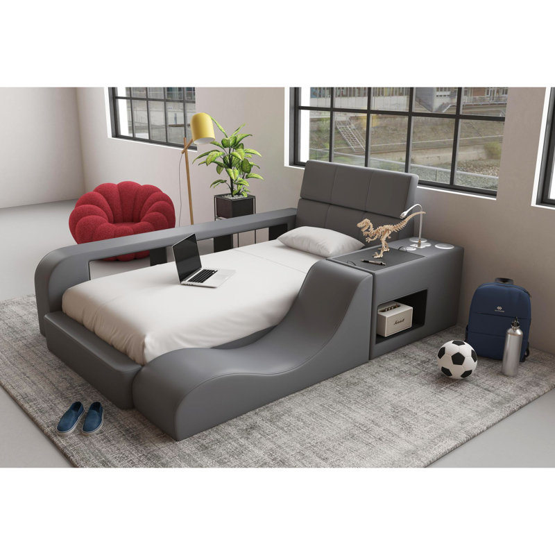 Avonlee Picket House Furnishings Booker Bed in Grey PU, Twin