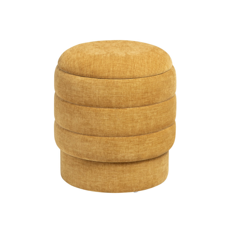Round Ottoman W/ Storage, Dark Green