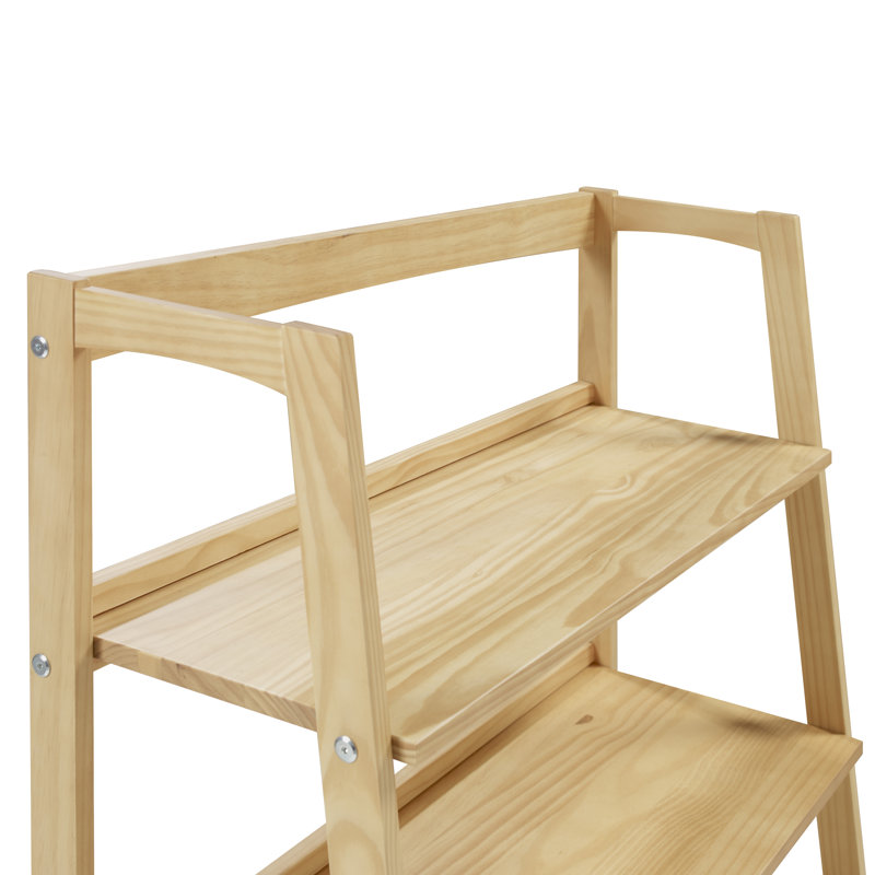 Ashvihan Mid Century Solid Wood Open Shelving Unit, Honey Oak