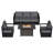 5-Piece Aluminum & Iron Outdoor Lounge Set with Plush Cushions and Convertible Fire Pit Table-1579066712-1579066718