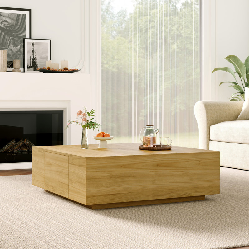 Fully Assembled Wood Square Coffee Table, 15" H x 39" L x 39" W