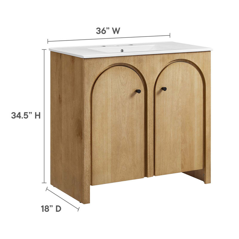 Appia 36'' Oak and White Freestanding Bathroom Vanity