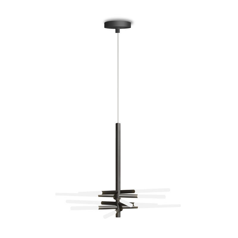 Bianca Double Suspension Lamp, Matt Black Silk Lacquered