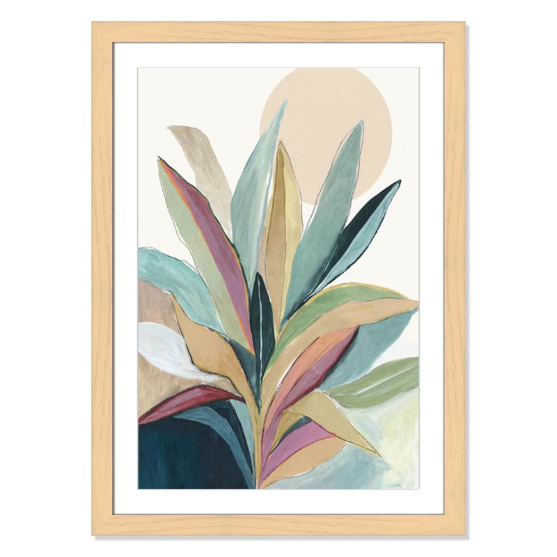 Sherbrooke Sunny Bright Leaves I Framed On Paper by Asia Jensen Print, Natural Cube Frame Matted, 37" H x 27" W x 1.25" D  