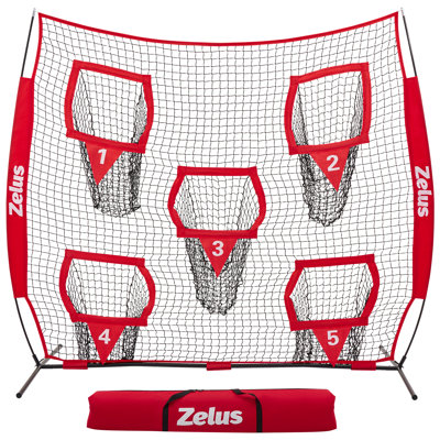 8 x 8ft Black Football Throwing Net, Quarterback Training Equipment with 5 Target Pockets