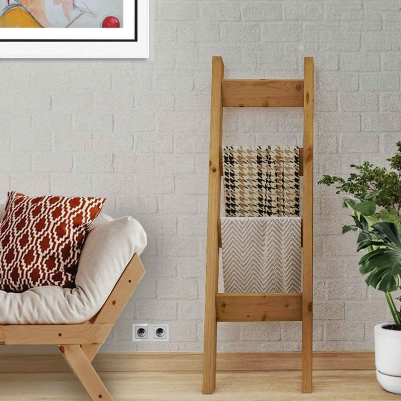 Odelle Wood 4 Freestanding Towel Stand, Natural