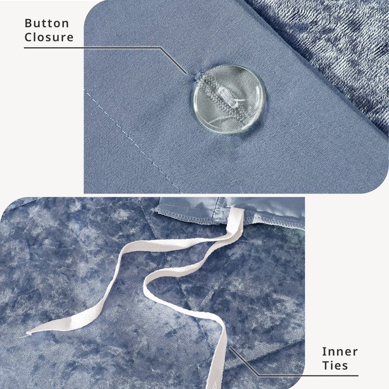 Twin/Twin XL Blue Crushed Velvet Quilted Duvet Set