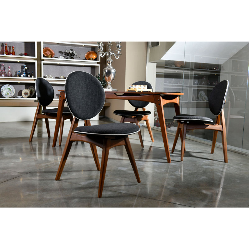 Ensemble repas pour quatre personnes, Noyer / anthracite