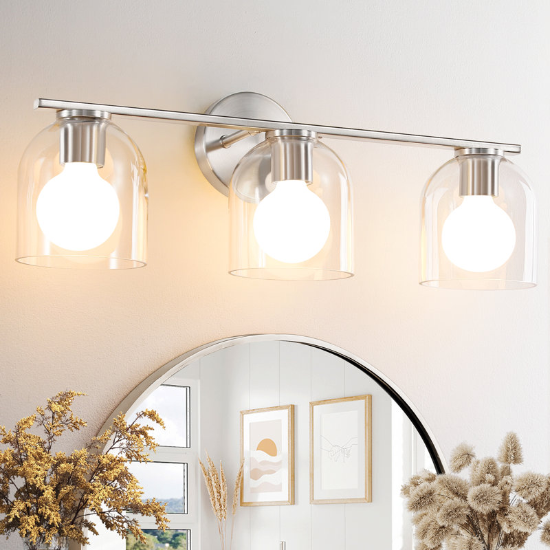 3-Light Dimmable Vanity Light, 23.23" Width, Brushed Nickel