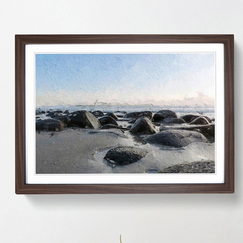 Lofoten Beach in Norway - Picture Frame Painting Print, 27cm H x 36cm W x 2cm D, Walnut Framed