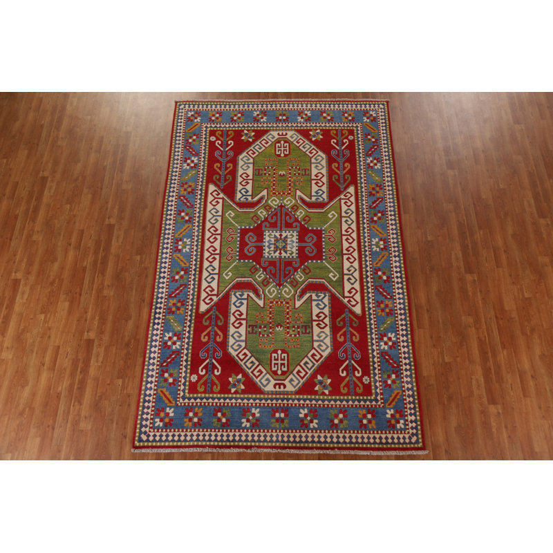 Tapis géométrique fait à la main Kazak 7 x 10
