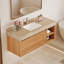 Armoire de salle de bain moderne 48 po avec tiroirs, meuble-lavabo mural en pierre, armoire en bois massif multi-couches, dosseret assorti-69461227-69461226
