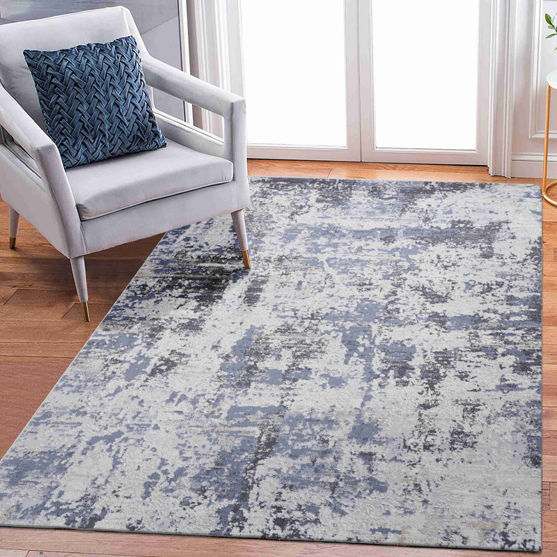 Collection Denim Abstract Area Rug, Rectangle 7'9" x 10'