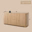 Buffet incurvé, grande armoire de rangement à buffet avec 4 portes et tablettes, table basse moderne en bois-1968841716
