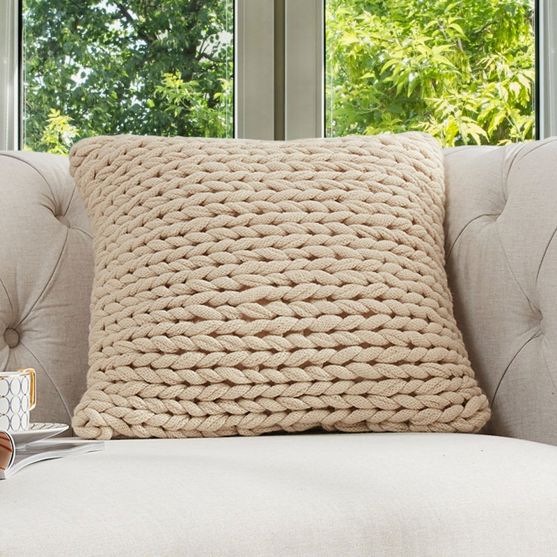 Reversible Throw Pillow, Taupe