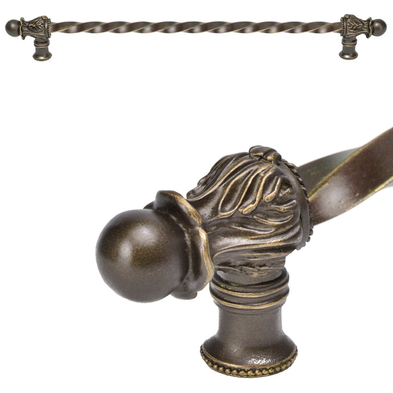 Acanthus 22 inches c.c. with 3/8 twist bar long pull Romanesque style in Chalice, 22", Antique Brass