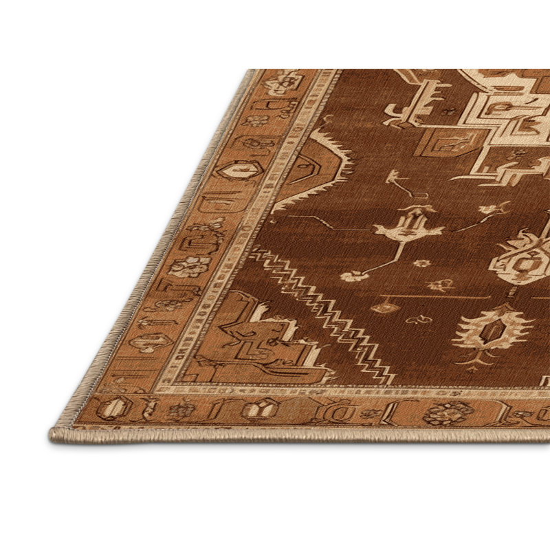 Tapis brun lavable à la machine, Rectangle 7 pi x 10 pi