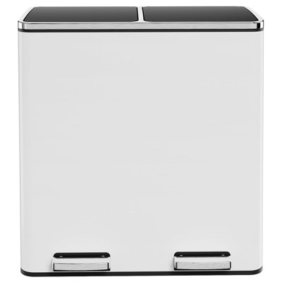 GallonStainless Steel Trash Can, Dual Compartment, Metal Kitchen Step Recycle Bin, Metal Double Dustbin, in-Home Garbage Rubbish Can, Removable Liner Buckets