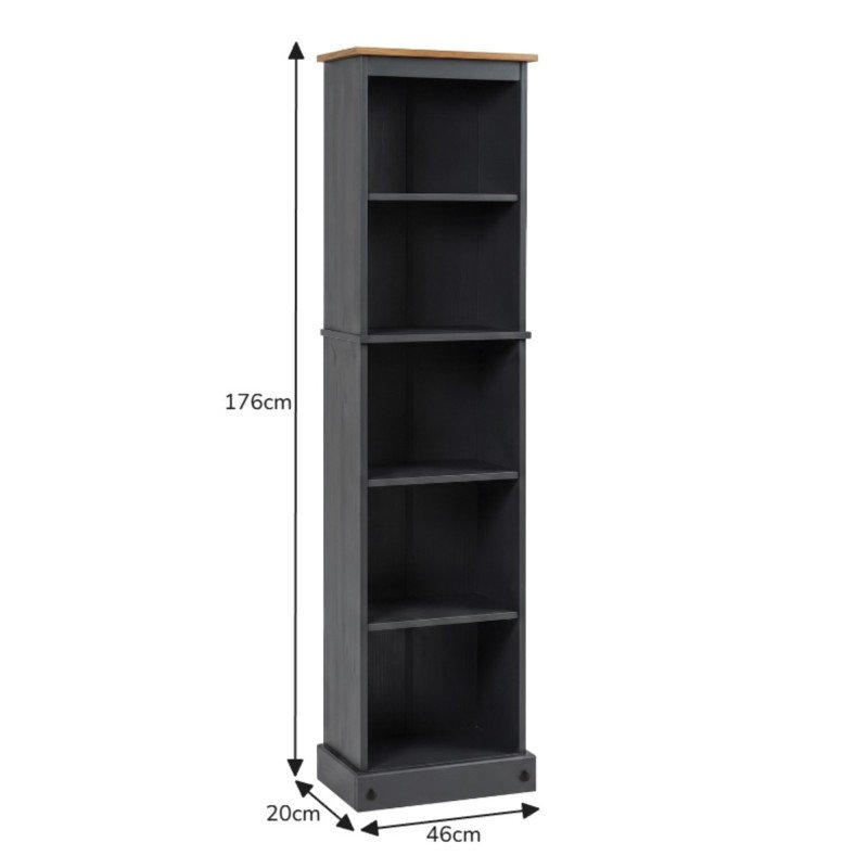 176cm H x 46cm W Bookcase, Black