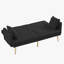 Canapé-lit futon en velours noir avec pieds en métal doré