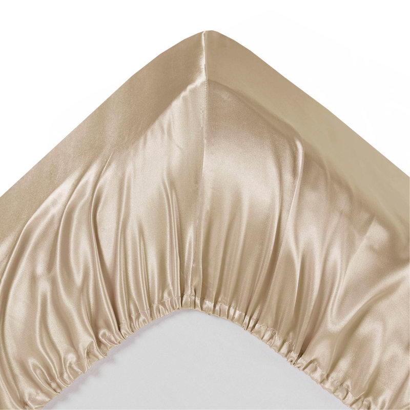 Ensemble de draps en satin de luxe, Champagne, Édredon très grand et 3 pièces supplémentaires