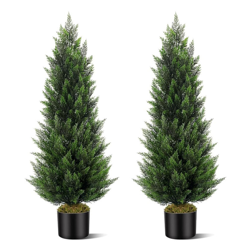 Cèdre artificiel dans un pot, faux arbre, H 47,2 po x l 17,7 po x P 17,7 po