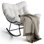 Fauteuil à bascule extérieur pour patio - surdimensionné chaise berçante Papasan, structure en métal robuste pour balcon, cour arrière, porche, chambre à coucher (blanc)